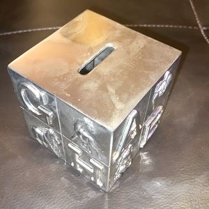 Baby block pewter piggy bank